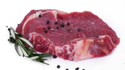 Food. Raw steak on the table